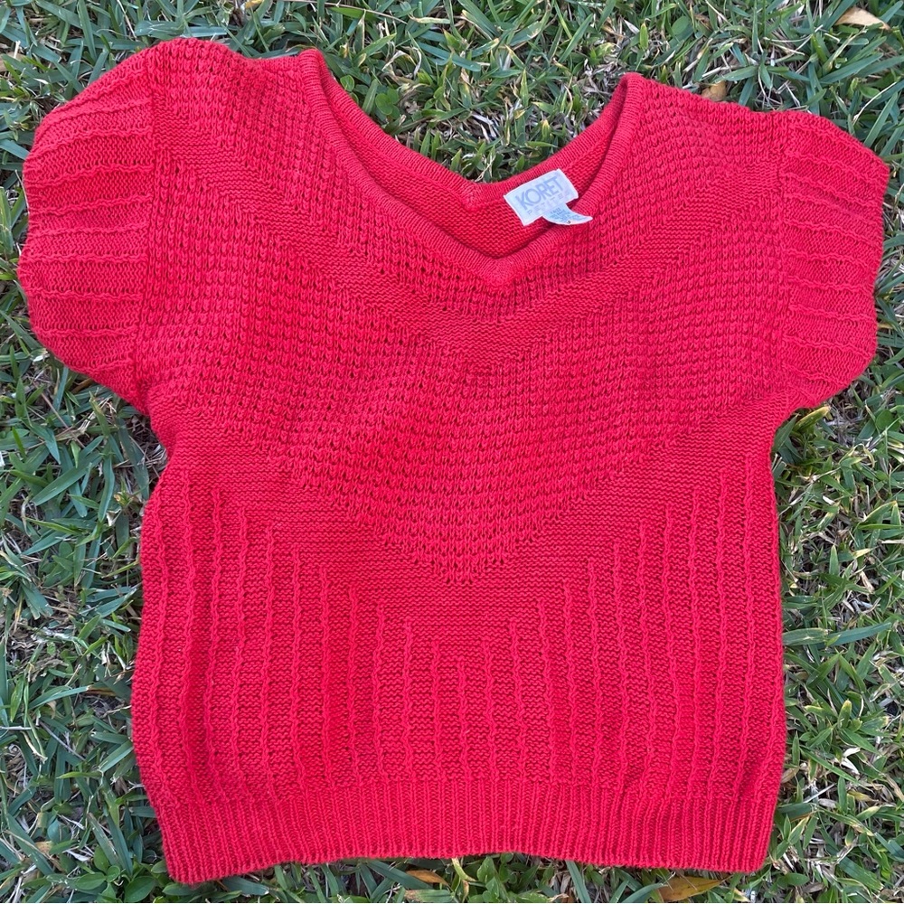 Ramie Cotton Vintage Koret Petites Red Natural Fibers Women’s Medium Knit Top